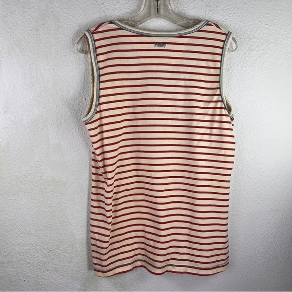HATLEY Black Lab Dog Striped Tank Top. Red & White w/blue topstitching. Size XL - Picture 6 of 8